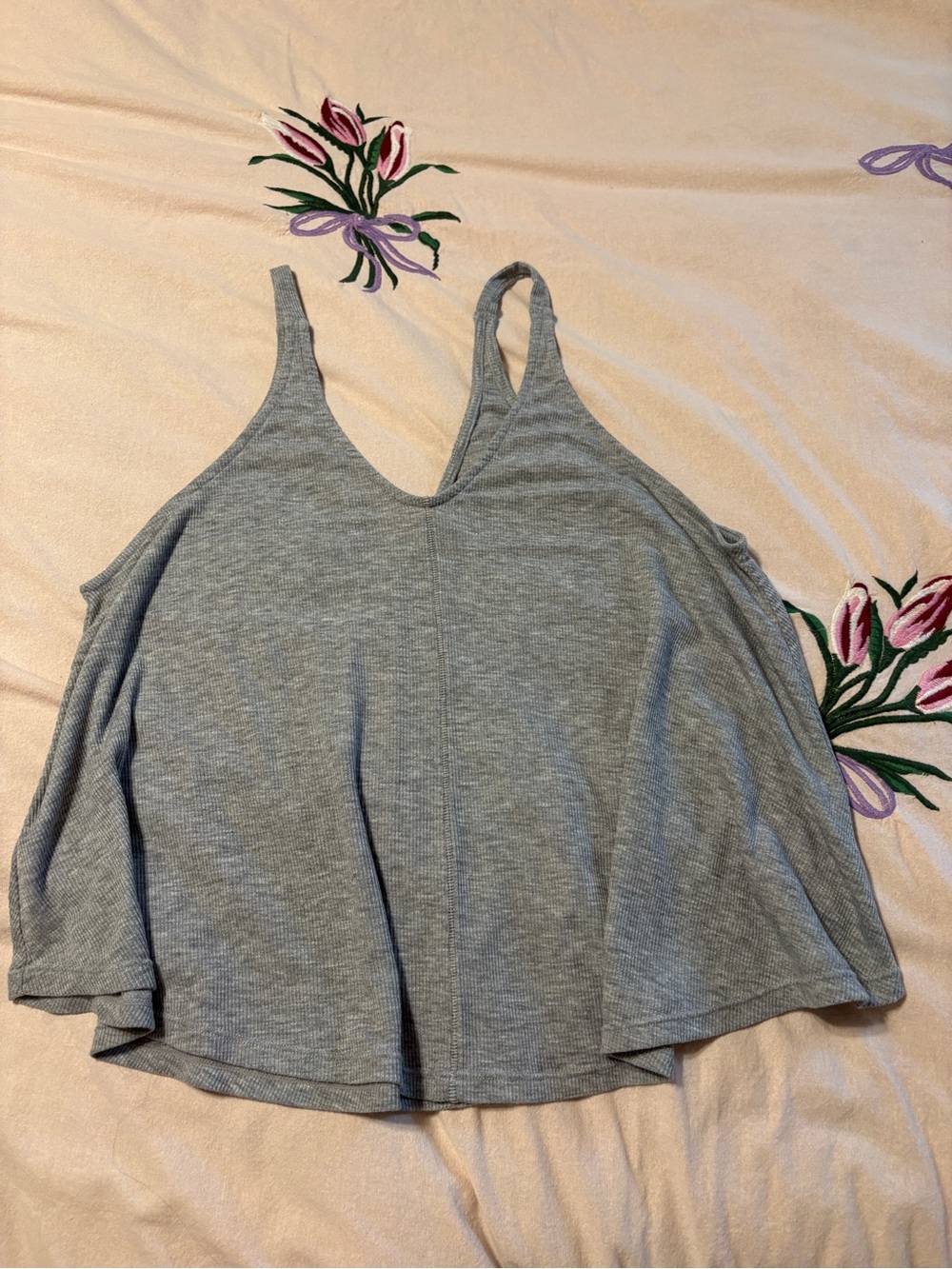 Free People Gray Ribbed Flow Tank Top - Picture 4 of 4